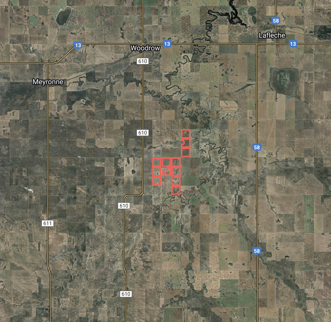 Aerial view of the Kincaid land in the RM of Wood River No. 74
