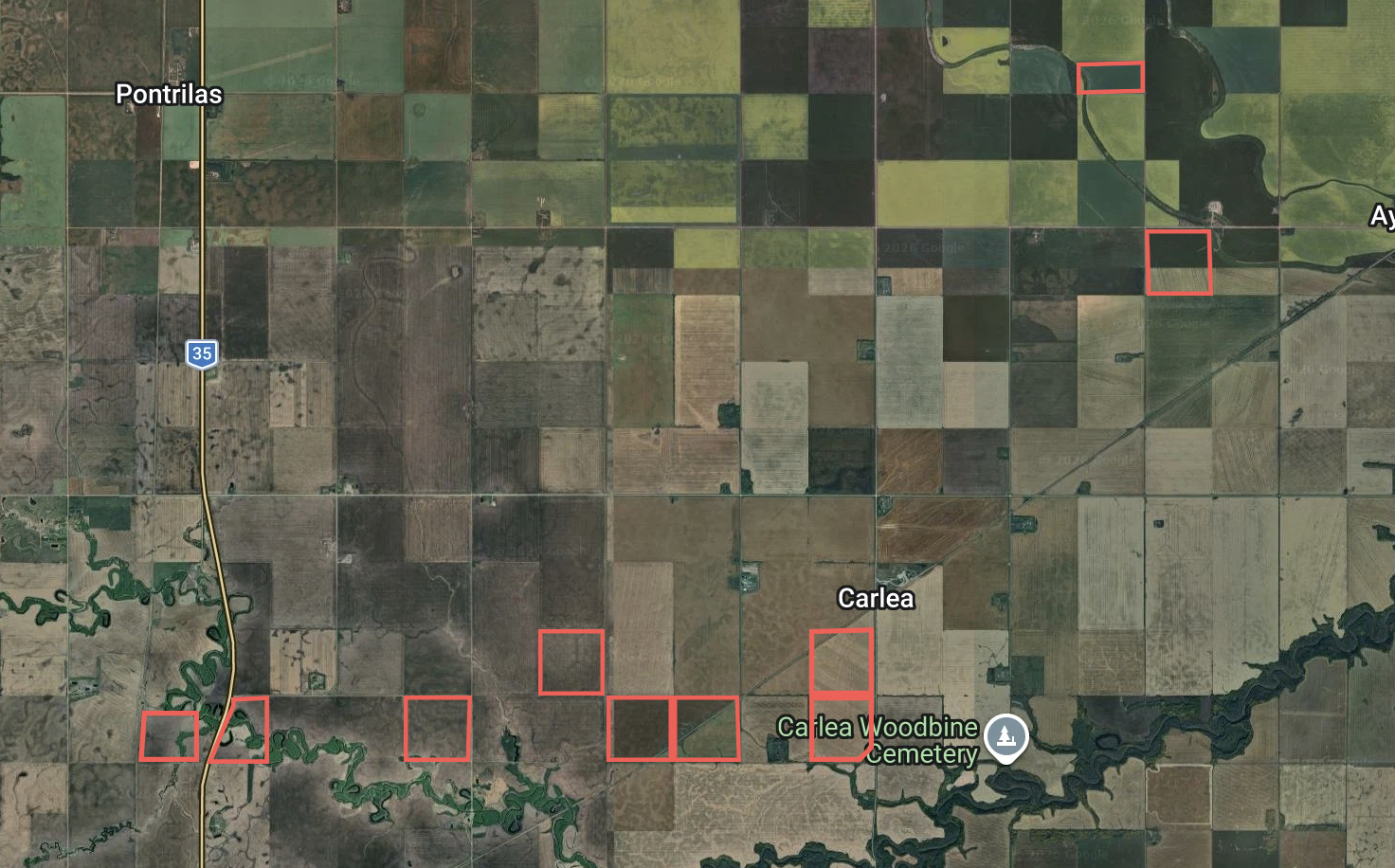 Close aerial view of the Keller Armley land showing the yard and bins