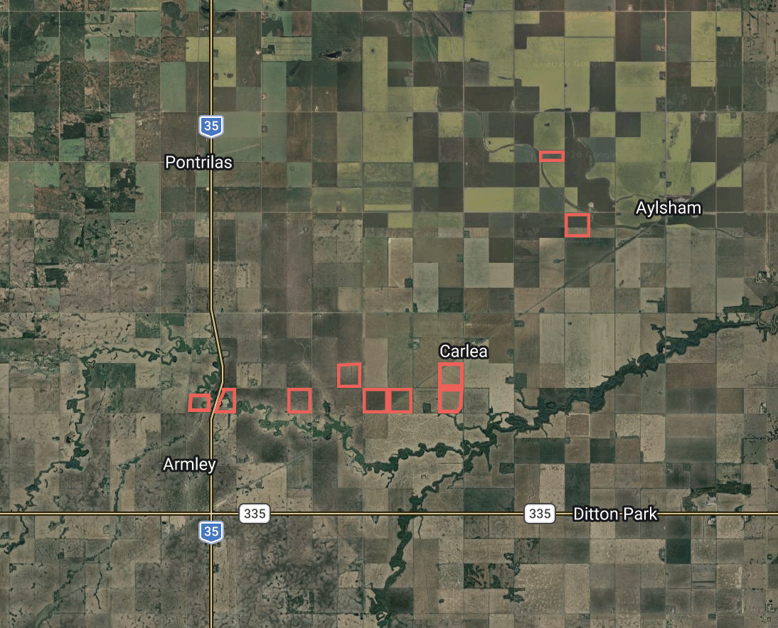 Satellite overview of the Keller Armley land, RM of Connaught No. 457