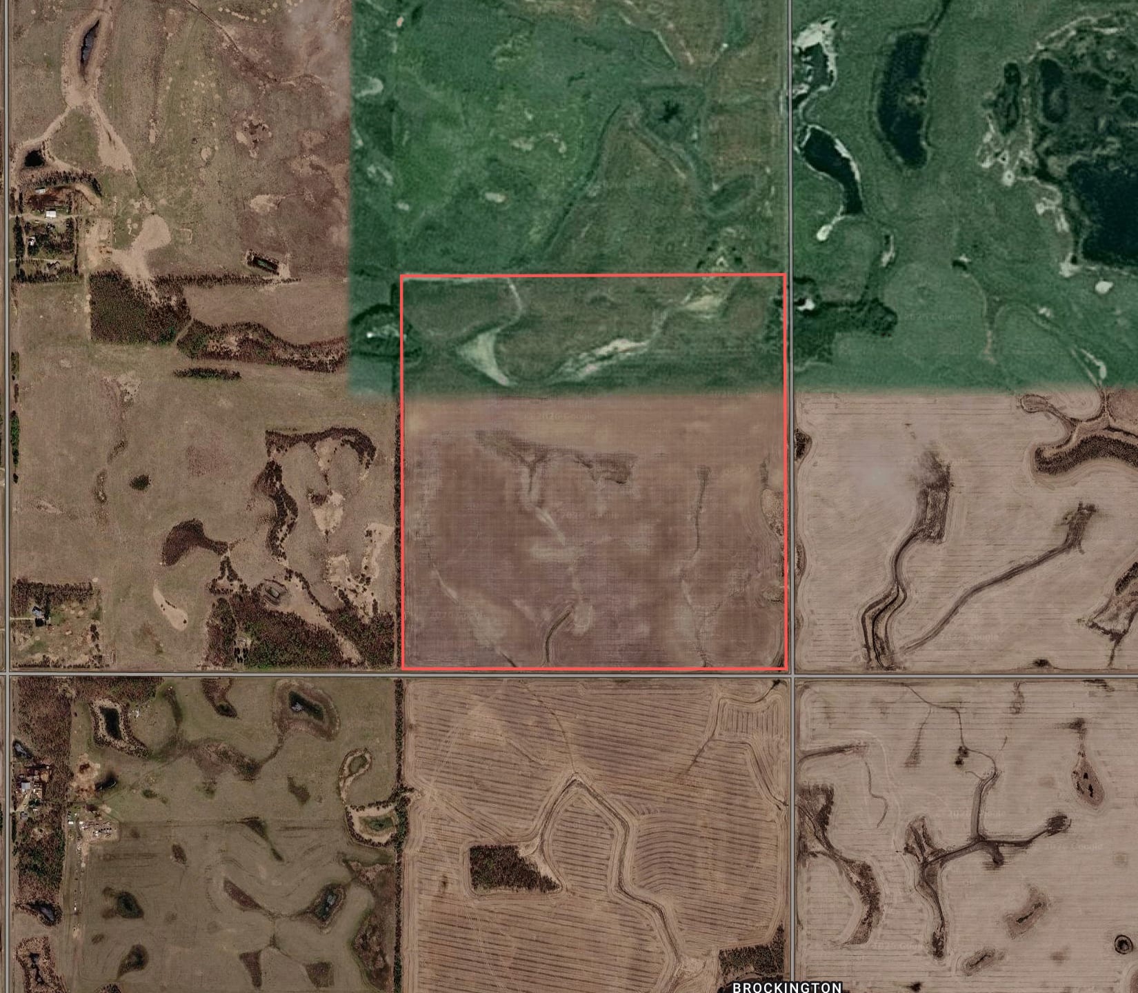 Aerial view of the Kinistino Quarter cultivated fields and property boundaries